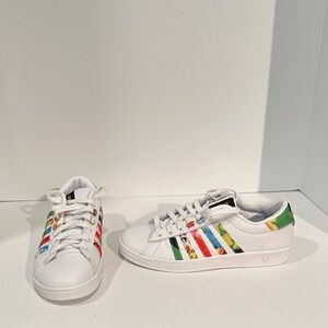 K-Swiss White Sneakers with Colorful Stripes